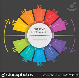 Infographic design template with numbers 10 option for Presentation infographic, Timeline infographics, steps or processes. Vector illustration.
