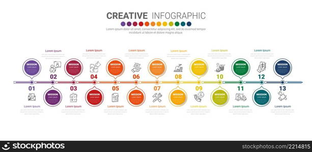 Infographic design template with numbers 13 option for Presentation infographic, Timeline infographics, steps or processes. Vector illustration.