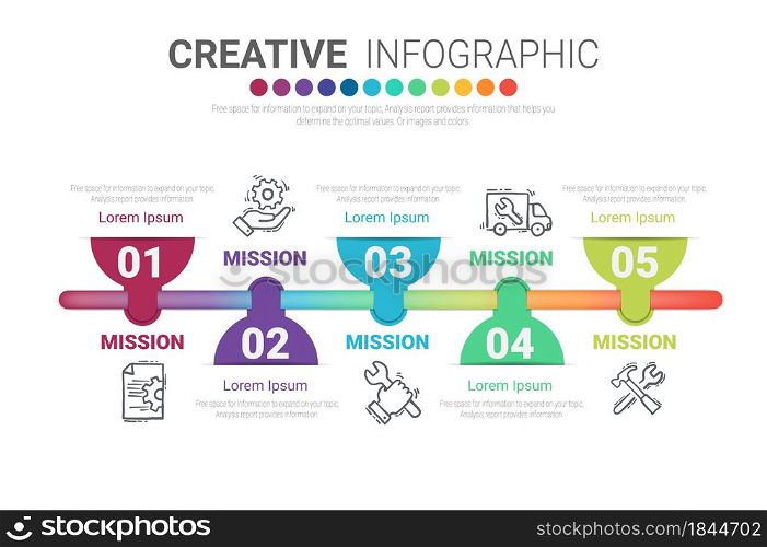 Infographic design template with numbers 5 option can be used for workflow layout, diagram, number step up options.