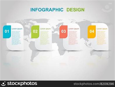 Infographic design template with reflect on gray background. Can be used for business step options.