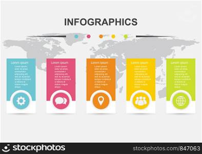 Infographic design template with regtangle banners, stock vector