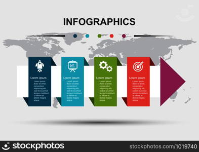 Infographic design template with step arrow, stock vector