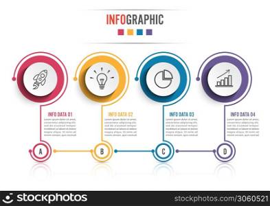 Infographic design vector and marketing icons can be used for workflow layout, diagram, annual report, web design. Business concept with 4 options, steps or processes.