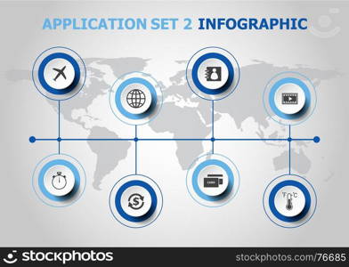 Infographic design with application icons. set 2, stock vector