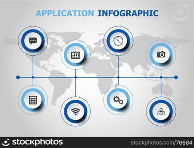 Infographic design with application icons, stock vector