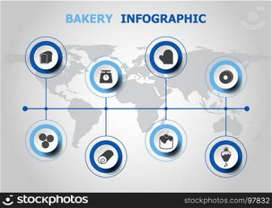 Infographic design with bakery icons, stock vector
