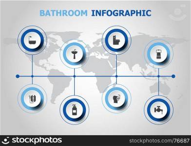 Infographic design with bathroom icons, stock vector