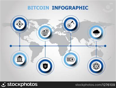 Infographic design with bitcoin icons, stock vector