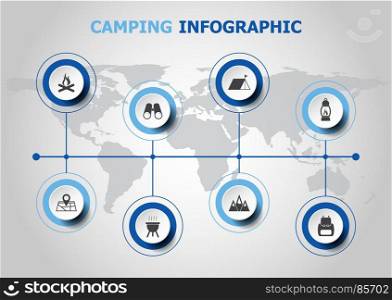Infographic design with camping icons, stock vector