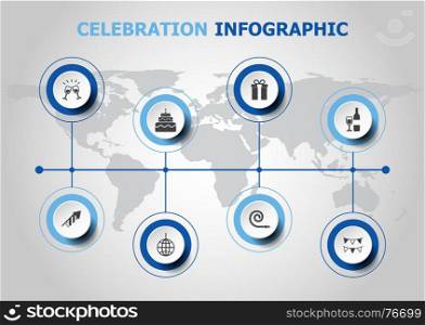 Infographic design with celebration icons, stock vector