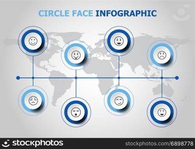 Infographic design with circle face icons, stock vector