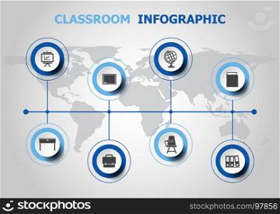 Infographic design with classroom icons, stock vector