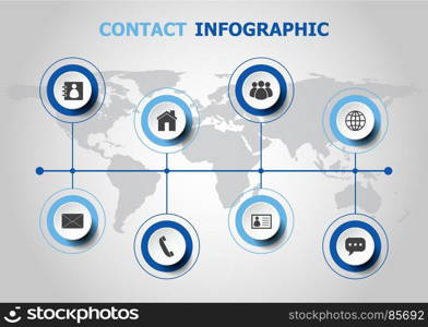 Infographic design with contact icons, stock vector