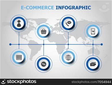 Infographic design with e-commerce icons, stock vector