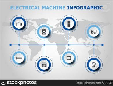 Infographic design with electrical machine icons, stock vector