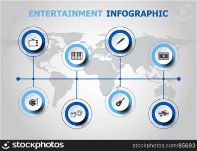 Infographic design with entertainment icons, stock vector