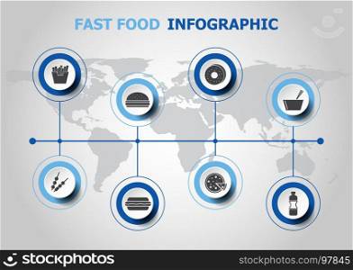 Infographic design with fast food icons, stock vector