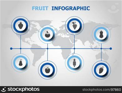 Infographic design with fruit icons, stock vector