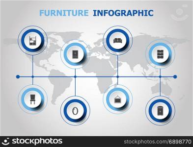 Infographic design with furniture icons, stock vector