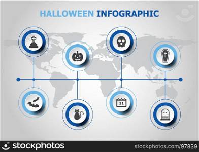 Infographic design with Halloween icons, stock vector