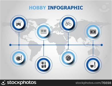 Infographic design with hobby icons, stock vector