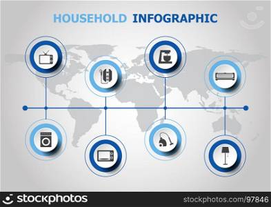Infographic design with household icons, stock vector