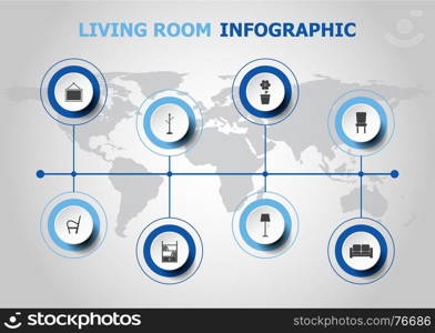 Infographic design with living room icons, stock vector