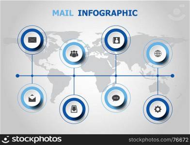Infographic design with mail icons, stock vector