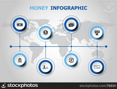 Infographic design with money icons, stock vector