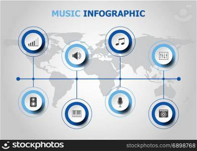 Infographic design with music icons, stock vector