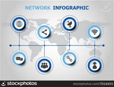 Infographic design with network icons, stock vector