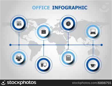 Infographic design with office icons, stock vector
