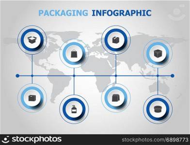 Infographic design with packaging icons, stock vector