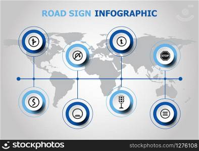 Infographic design with road sign icons, stock vector