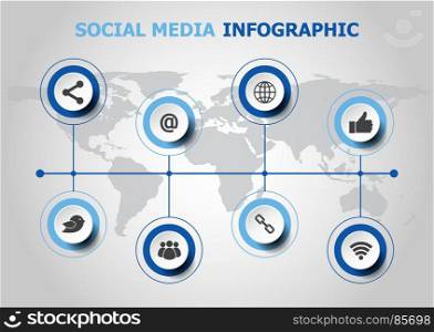 Infographic design with social media icons, stock vector