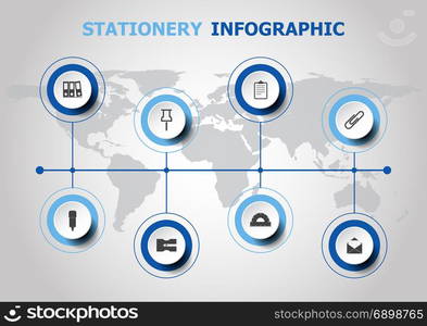 Infographic design with stationery icons, stock vector