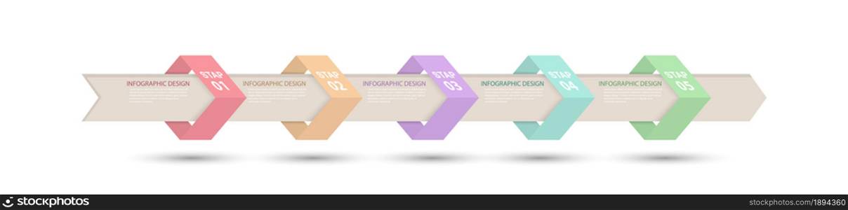 Infographic diagram of the process. 5 steps of options to achieve success. Vector scalable template in a flat style.