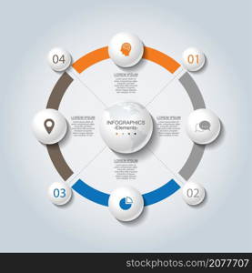 Infographic elements business abstract background template circle with 4 step