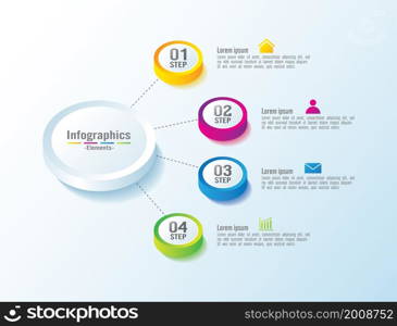 Infographic elements business circle colorful with 4 step