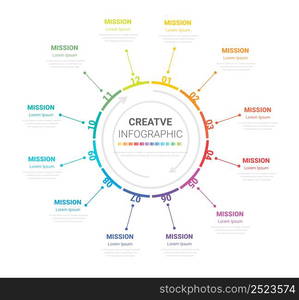 Infographic elements circle design for 12 options, steps or processes, can be used for workflow layout, diagram, number step up options.