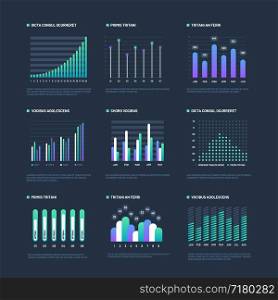 Infographic elements. Data visualization graphs, business workflow processes. Presentation charts and diagrams. Vector graphics and diagram, business graph and chart information illustration. Infographic elements. Data visualization graphs, business workflow processes. Presentation charts and diagrams. Vector graphics