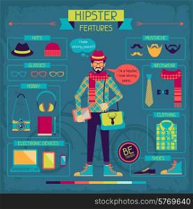 Infographic elements in retro style. Hipster features.