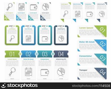 Infographic Elements with Numbers. Set of different infographic elements with numbers, line icons and place for your text, can be used as workflow, process infographics, steps or options, vector eps10 illustration