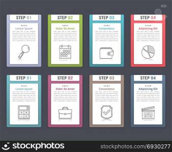 Infographic Elements with Numbers. Set of infographic elements with numbers, line icons and place for your text, can be used as workflow, process, steps or options, vector eps10 illustration