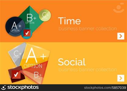 Infographic flat design banner with geometric diagram and options