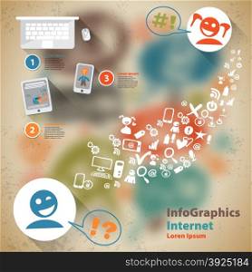 Infographic Flat Design Illustration for Web Social Network man and woman