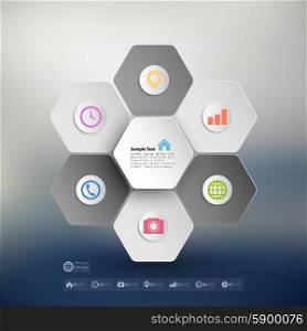 Infographic for business, geometric background, abstract blurred hexagonal pattern vector.