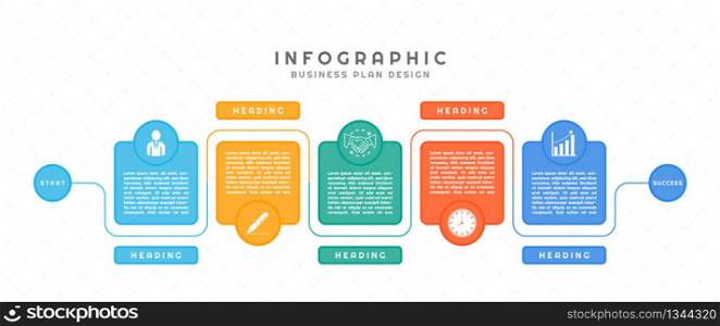 Infographic for business geometric square shape frame and icon design modern style. vector illustration.