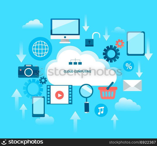 Infographic for cloud computing.. Abstract Infographic for cloud computing. Vector illustration.