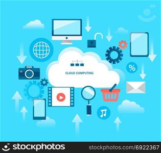 Infographic for cloud computing.. Abstract Infographic for cloud computing. Vector illustration.